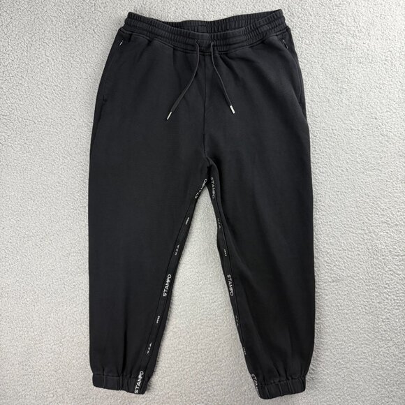 STAMPD Joggers Men Medium M Pant Black Zipper Pockets Sweatpants Fleece Casual 1 - Picture 1 of 10